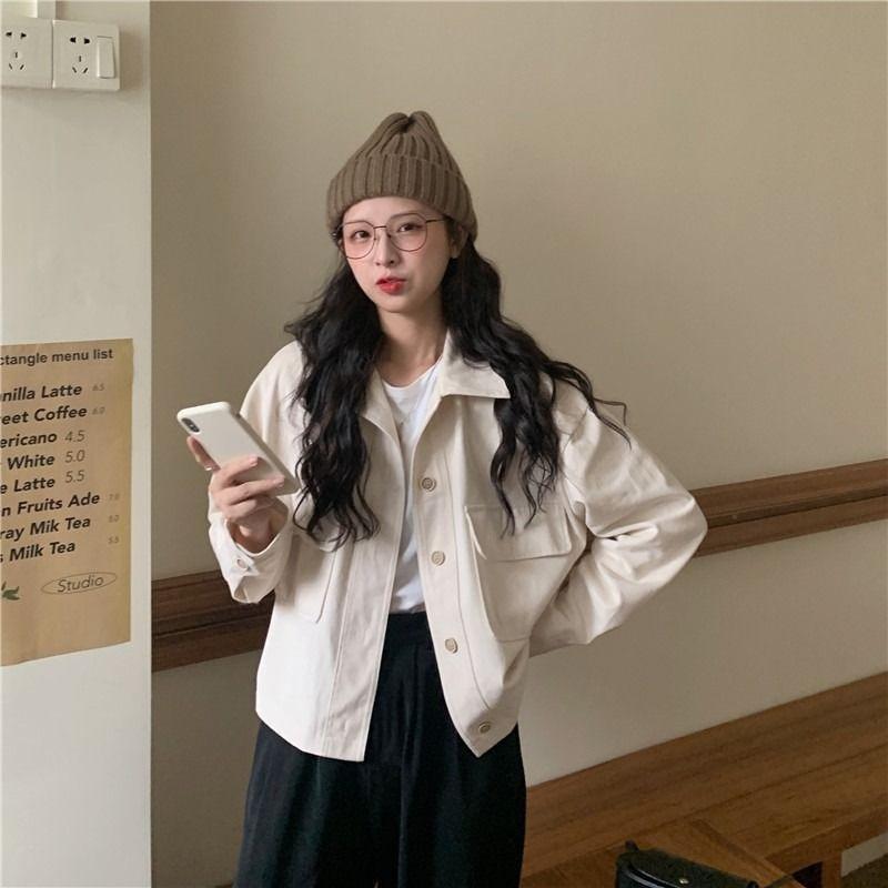 Work Jacket for Women Spring and Autumn Updated Style Short Versatile Long-sleeved Top for Small People