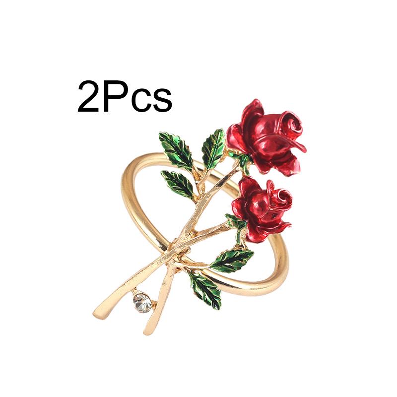 1 Stück Restaurantdekoration Hochzeitskleid Zinklegierung Westernstil Serviettenring Valentinstag Rote Handtuchrose