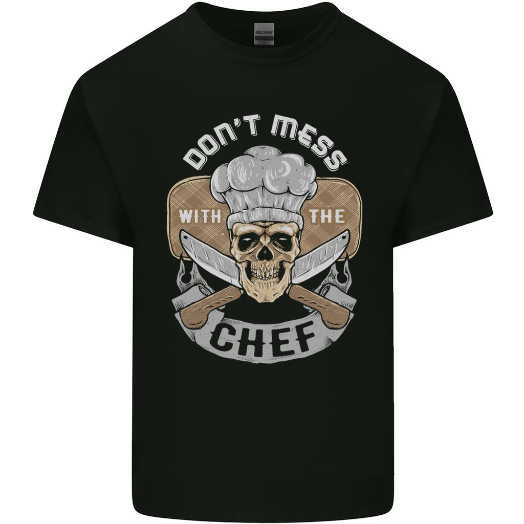 Dont Mess With the Chef Cooking Skull Unisexs Light Cotton TShirt