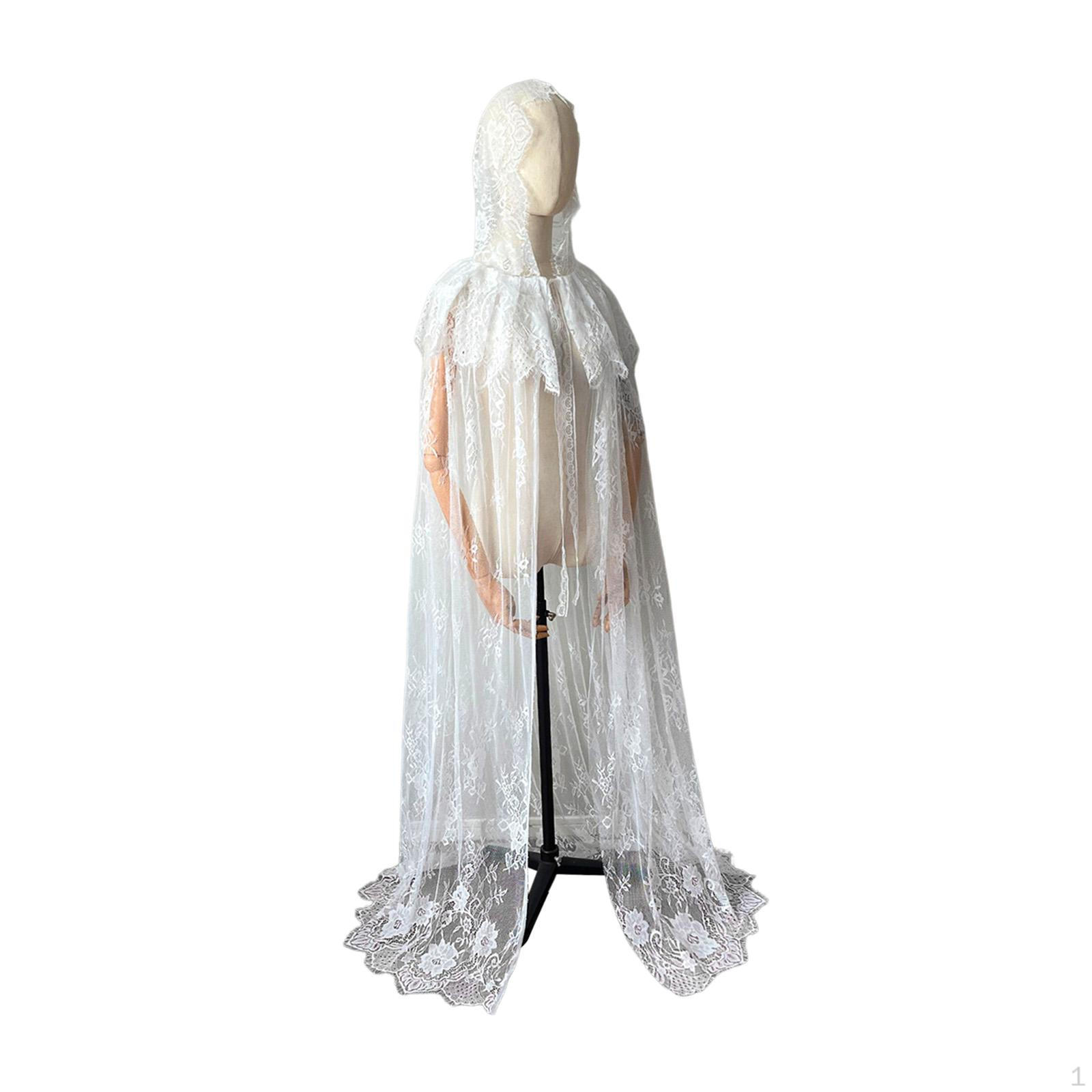 

Elegant Floor Length Hooded Cape for Women - Perfect Weddings and Masquerades білий