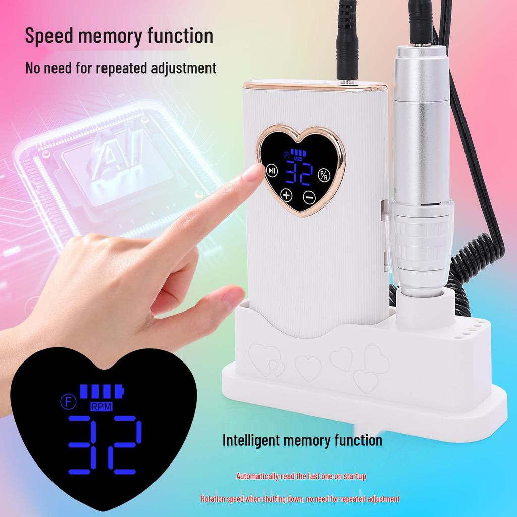 Portable Rechargeable 45000 RPM Nail Polish & Cuticle Remover Manicure Grinder