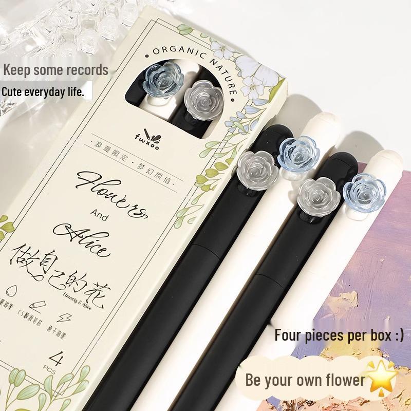 

Ограниченный выпуск: Быстросохнущая ручка с розовым цветочным дизайном - Идеальна для экзаменов и плавного подписания. 0.5 mm+