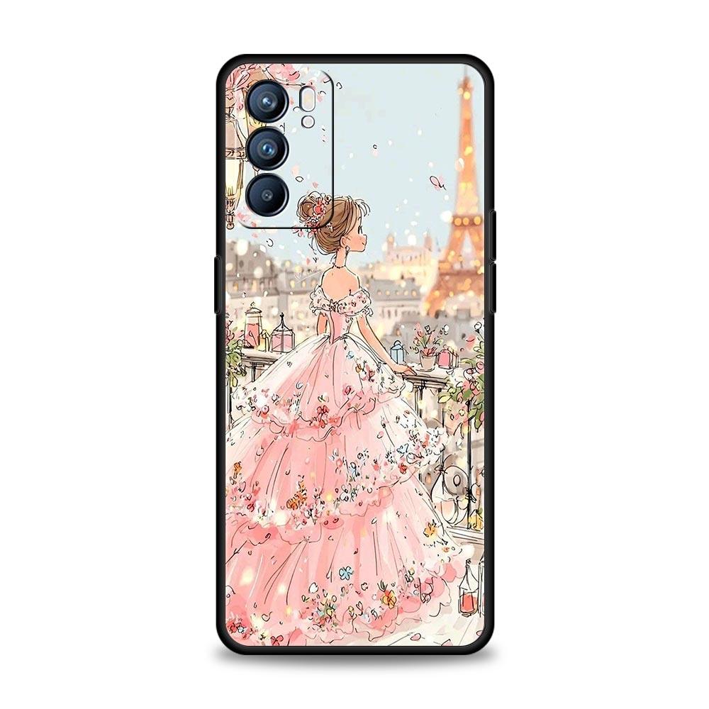 Cartoon Girl Phone Case For Oppo A17 A31 A54 A57 A78 A79 A98 Find X5 X6 Reno 6 7 8 10 11 12 13 F Pro 5G Soft TPU Cover Funda Bag