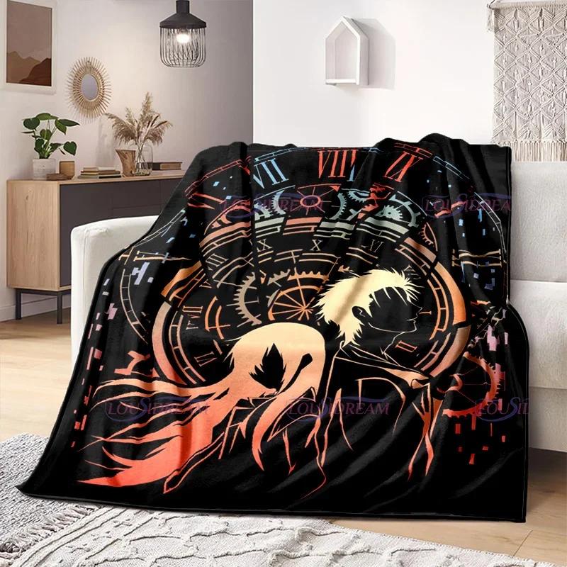 Anime Steins Gate Print Soft Flannel Blanket Throw All Seasons Sofa Warm Blankets for  Blanket Nap Comfortable Bedding#