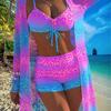 European and American New Split Swimsuit Sexy Leopard Print Bikini Women's Blouse Three-piece Bikini