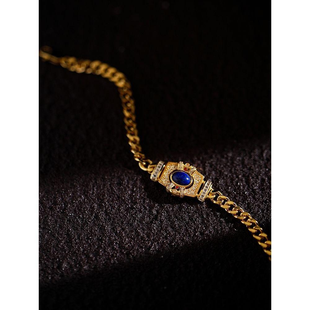 Vintage Court Premium Feeling Thick and Exquisite Niche Lapis Lazuli Bracelet Female Beads