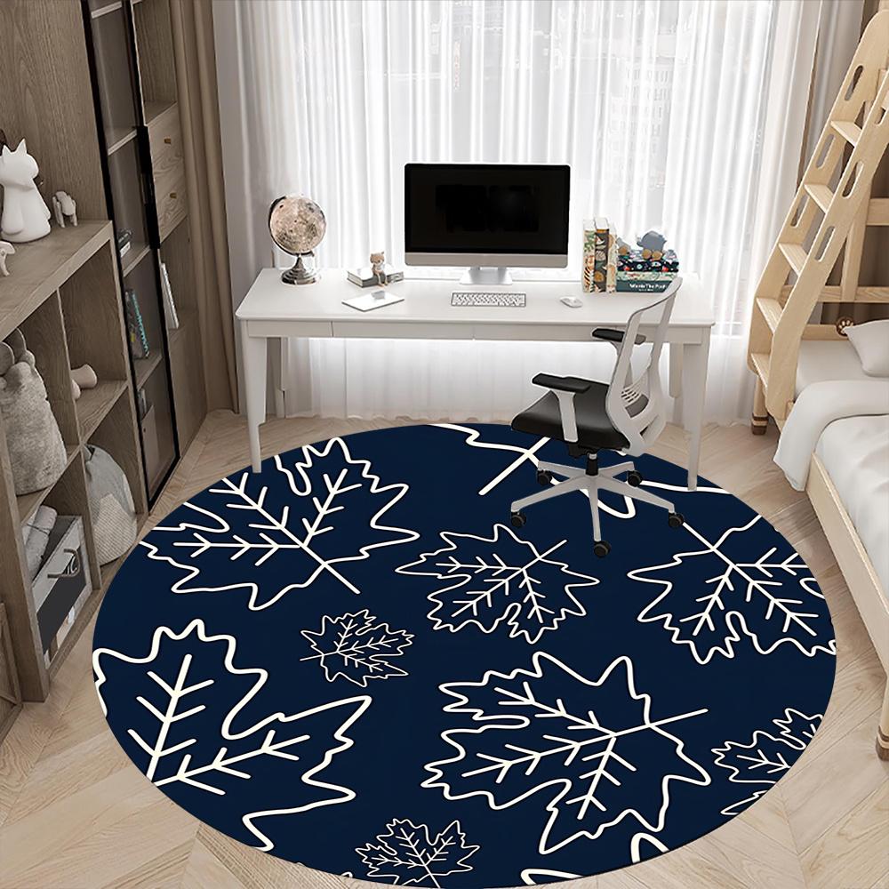 1pc Autumn Leaves Office Round Area Rug, Indoor Mat Suitable ForOffice, Under Office Chairs Bedroom Living Room Home Decor, Room Decot055