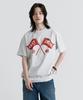 MAGOODGAN Swagber 3598 East Coast Oversized Red At Melange Grey Short Sleeve Tee