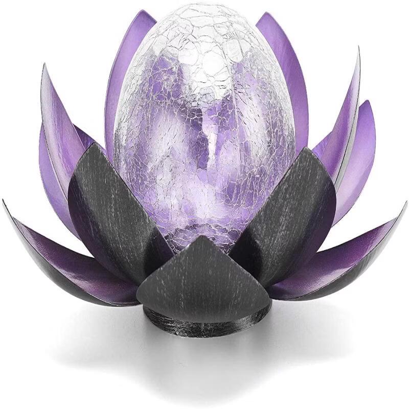 

Solar Lotus Crackle Glass Garden Light