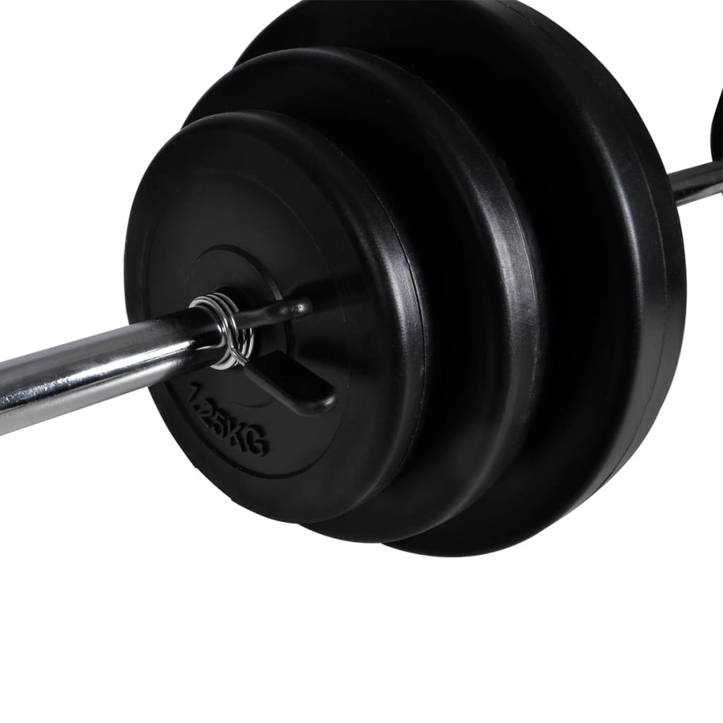 Vidaxl Wall Mounted Exercise Pull-up Tower with Barbell and Dumbbell Set, 30.5 Kg