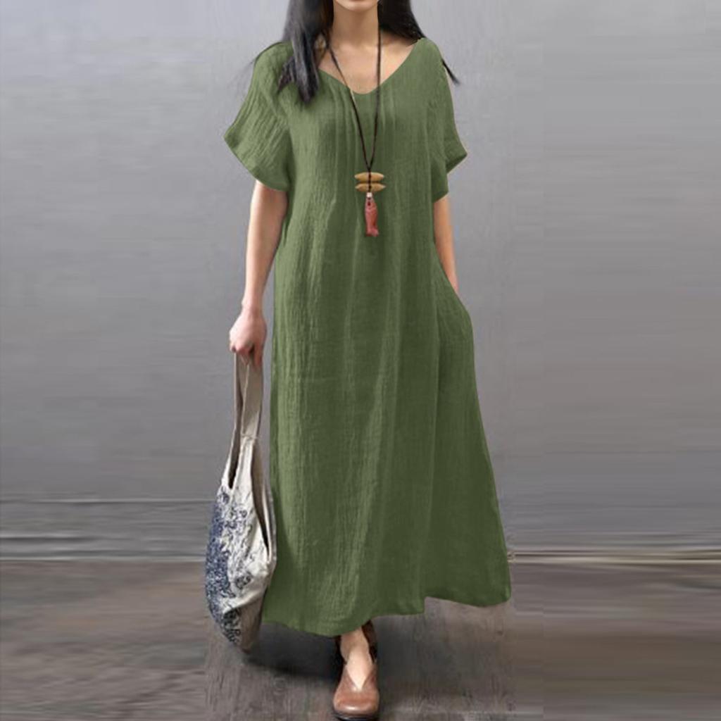 Dress For Women Long Boho Beach Dress Elegant Maxi Dress V,Neck Short  Sleeve Dress