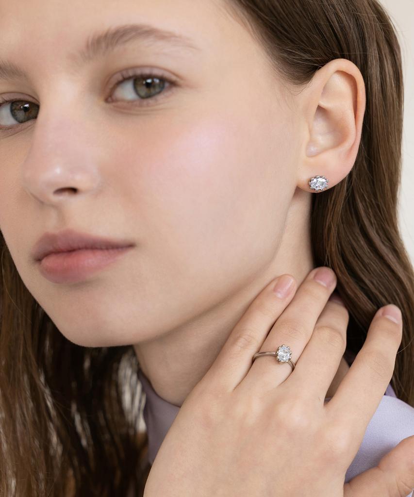 Tatiana Antique Oval Cubic Earrings Ec3324