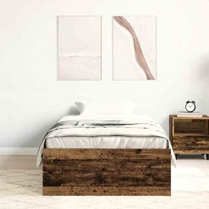 VidaXL Cadre de lit sans matelas vieux bois 90x200 cm bois ingénierie, meuble de chambre, sommier,, lit, lit simple 3328814