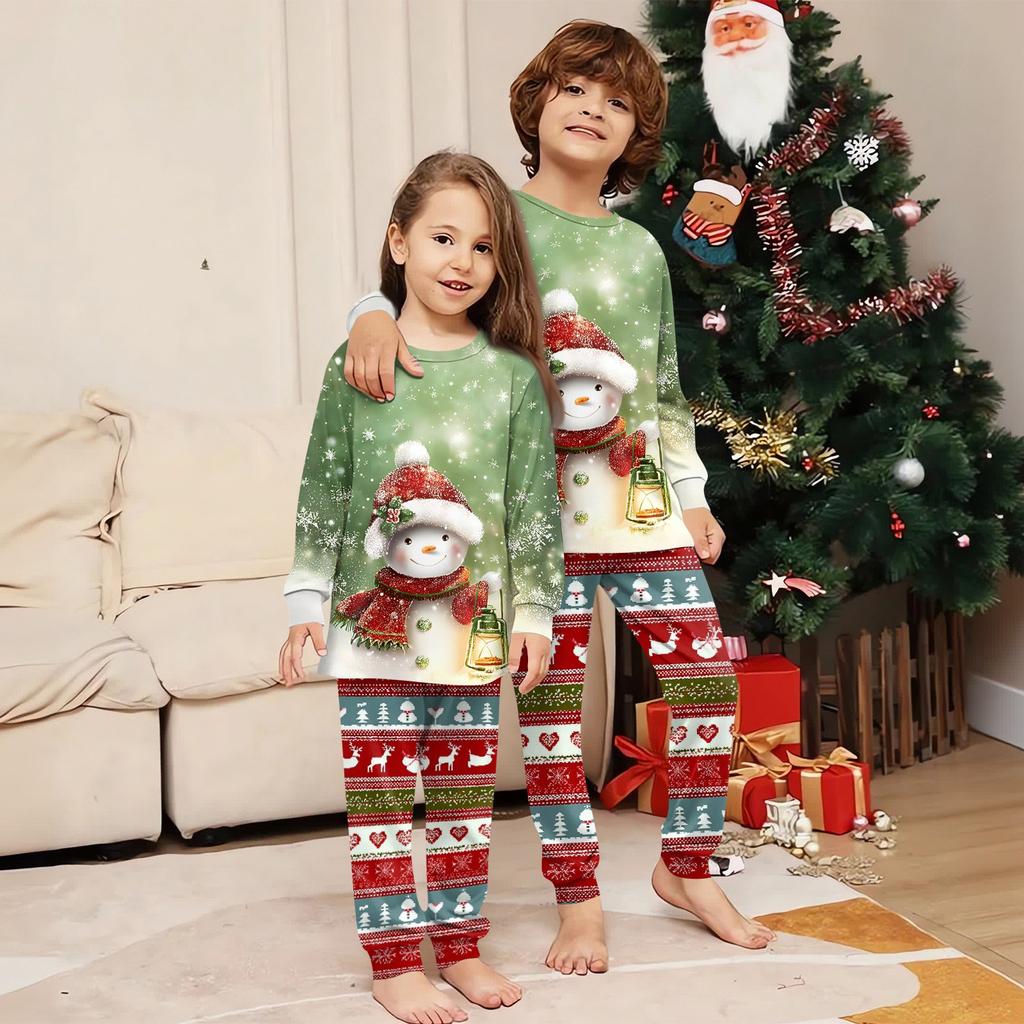 Family Matching Print Sets Pajamas Loungewear Outfits Family Matching Long Sleeve Tops+Pants Set