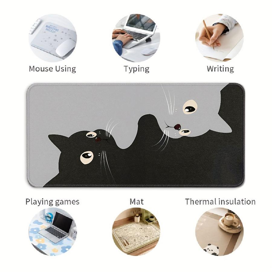 Mouse Pad Desk Accessories Keyboard Mouse Pad Computer Laptop Pad Office Pad Game Console Pad Rubber Cute Cat