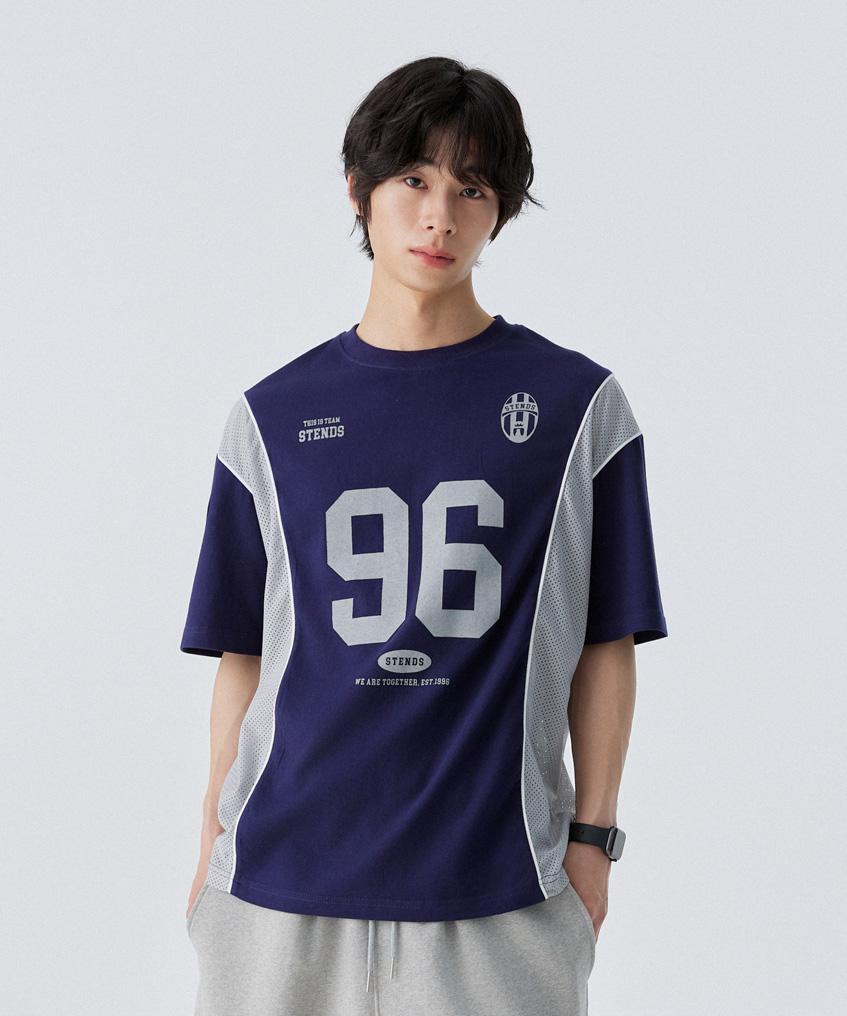 STENDS [M~5Xl] Blockcore Mesh Football T-Shirt_Navy