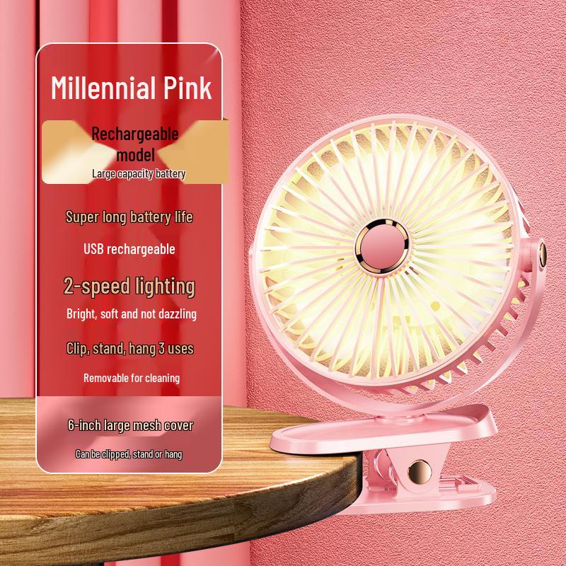 Mini USB Rechargeable Clip-On Desktop Fan for Dorms and Home