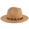 New fashionable women's autumn and winter woolen hat handmade rice beads decorated imitation felt top hat British jazz hat