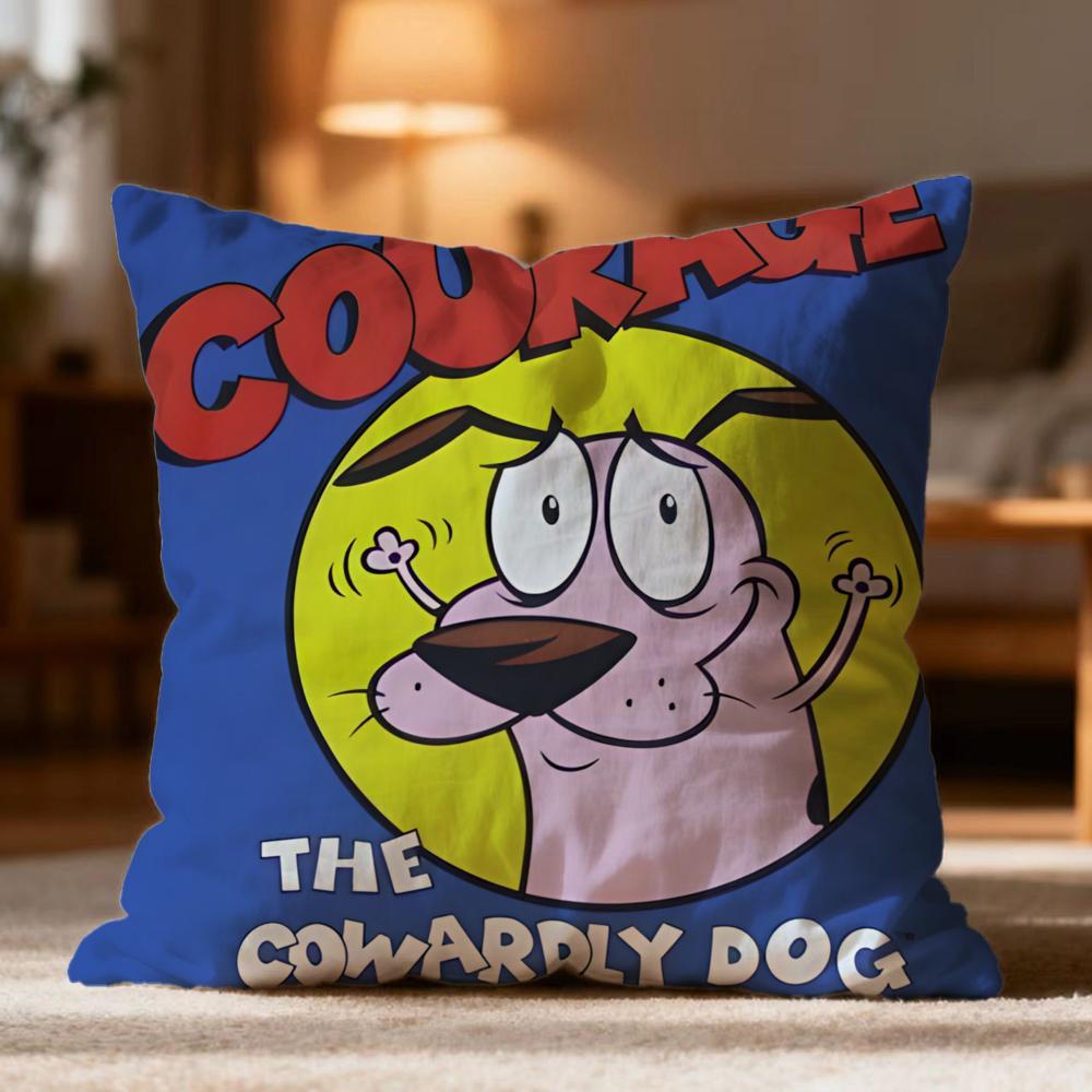 

Hot CCourage the Cowardly Doger Cushion Cover Soft Washable Pillow Case Multi-Scene for Couch Bed Travel Office Use 30cmx30cm
