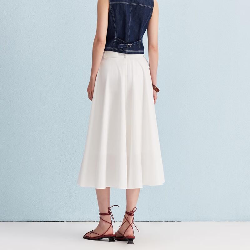 Veromoda Women's Cotton Blend A-Line Long Skirt with Detachable Belt