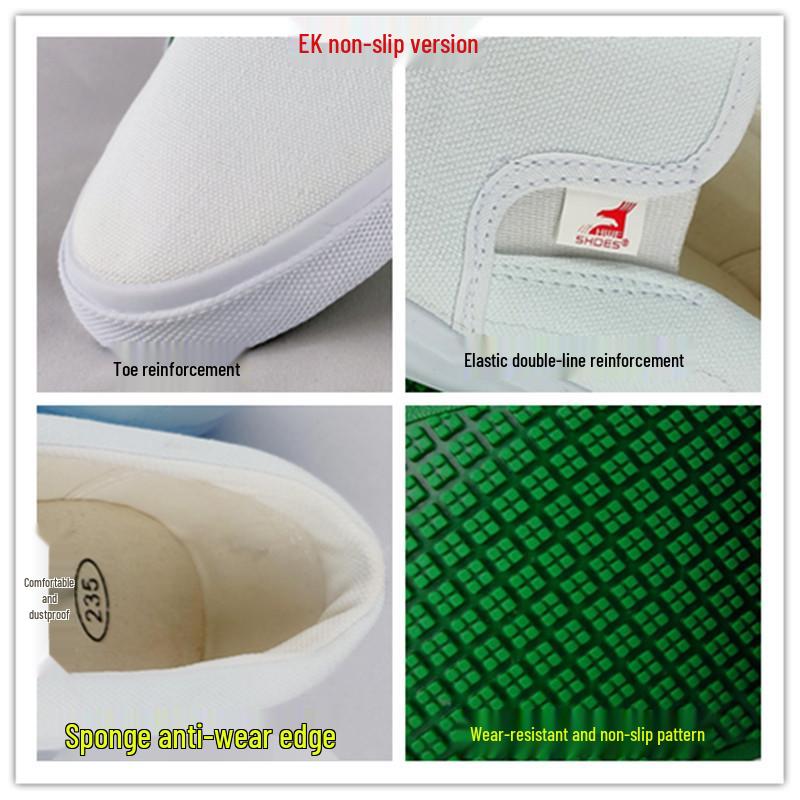 Non-Slip Blue Canvas Shoes for Clean Rooms - Large Size, Elastic Band for Men and Women
