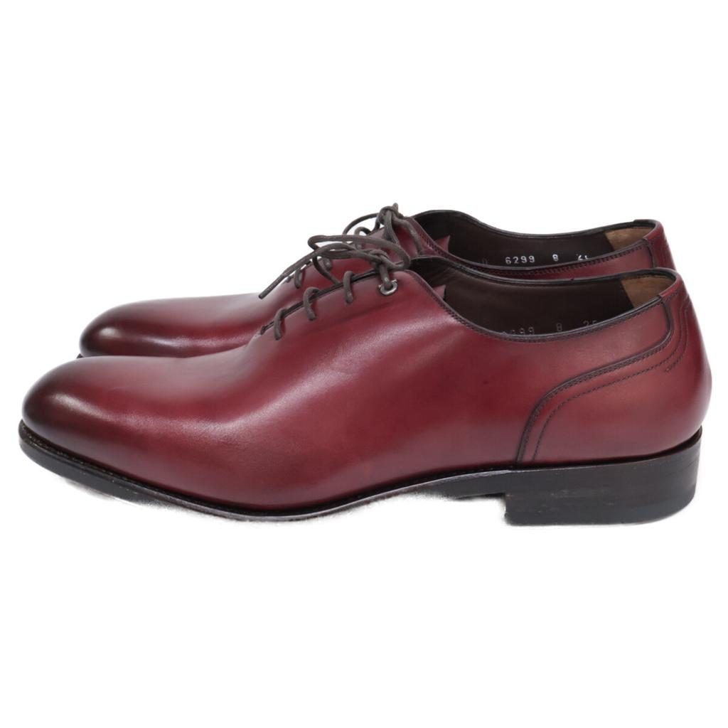 Salvatore Ferragamo Puikios būklės JD6299 TRAMEZZA 4 skylučių whole cut batai 8 2E Bordo Spalvos Naudoti