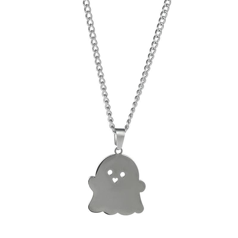Kleiner Geister Anhänger Titanstahl Herren Halskette Modisches und Vielseitiges Halloween Accessoire