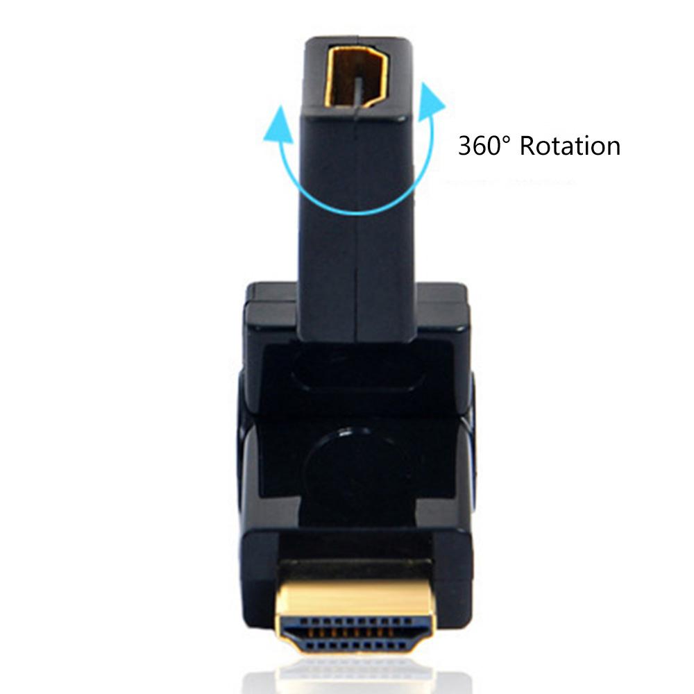 HDMI Male to Female Swivel Adapter 360 Degree Angle Adjustable HDMI Cable Rotatable Connector Extender for Wall TV