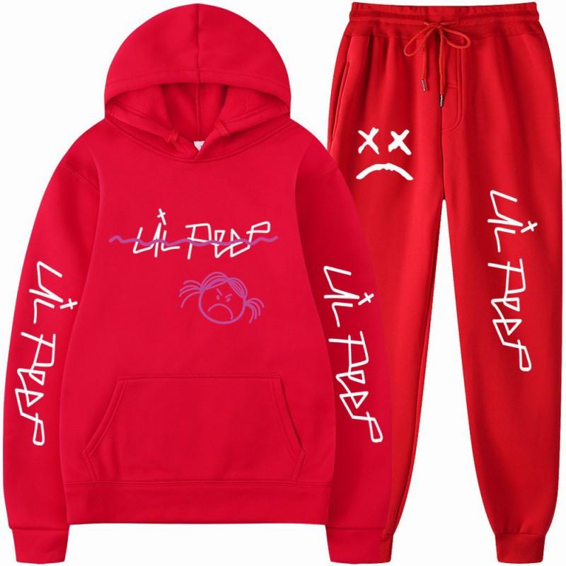 Mens Streetwear Hooded Sweatshirt Pants Set Casual Outfit Trendy Urban Style
