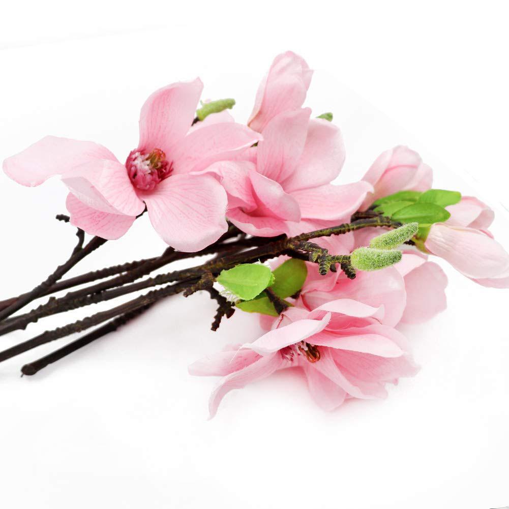 6PCS Artificial Magnoliaceae White Color Multifunctional Faux Stem Flower for Party Living Room Office Restaurant