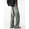 51 Hip-hop American Vintage Multi-pockets Cargo Jeans Street Vibe Washed Distressed Loose Straight Trousers Men