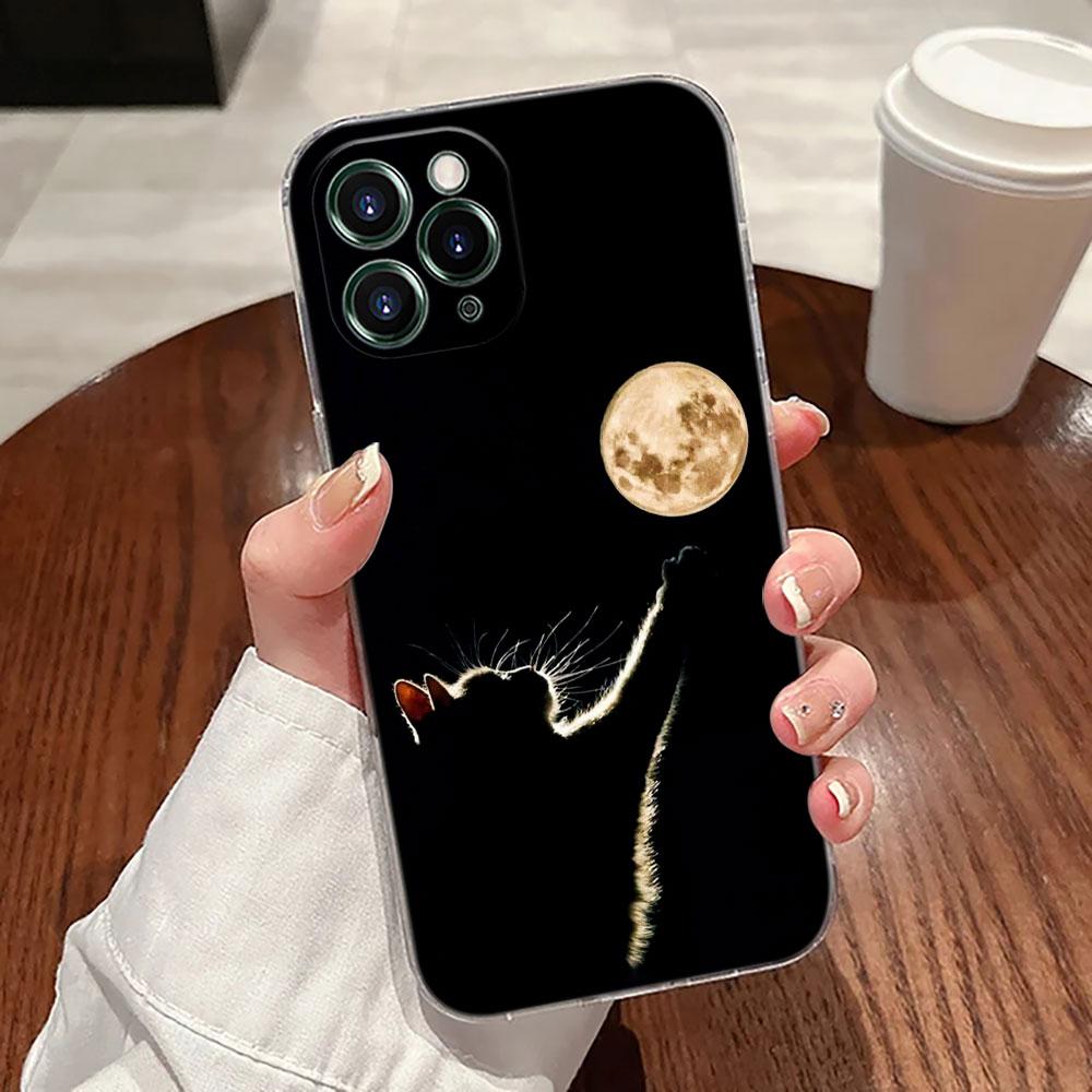 Cute Cat Hello Case For Apple iPhone 17 16 15 14 13 12 11 Pro Max 16 Plus 16E 17Air 17Pro Phone Cover Silicone Funda Black Cats