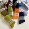 1 Paar Damen Baumwolle Lockere Socken Herbst Winter Strick Einfarbig Lang Schwarz Rosa Koreanisch Japanisch Studentinnen Strümpfe Retro
