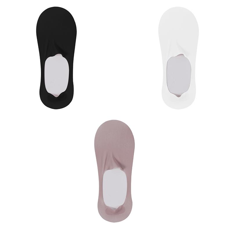 3 Pairs Women's Summer Silicone Anti Slip Socks Invisible Low Cut Boat Socks Solid Color Breathable Sock