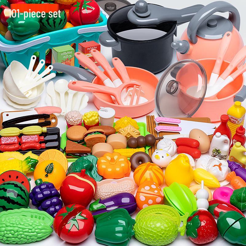 Cross-Border Pretend Kitchen Playset: Educational Toy for Girls Ages 3-6, Includes Fruit Cutting Set