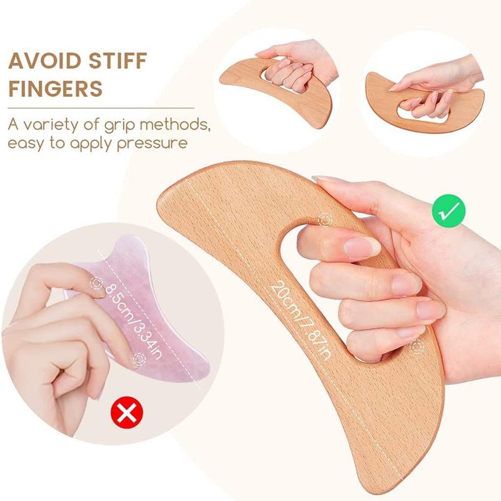 Verktøy i tre for Gua Sha Manuell massasjeskrape for anti-cellulitt slanking Guasha massasjebrett Kropps Gua Sha padle terapiverktøy