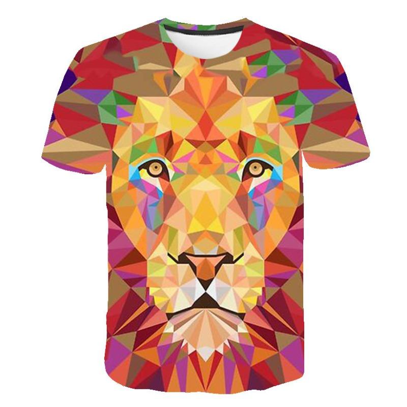 

Trendy Summer Colorful 3D Lion Digital Printed Short Sleeved Men s T-shirt S