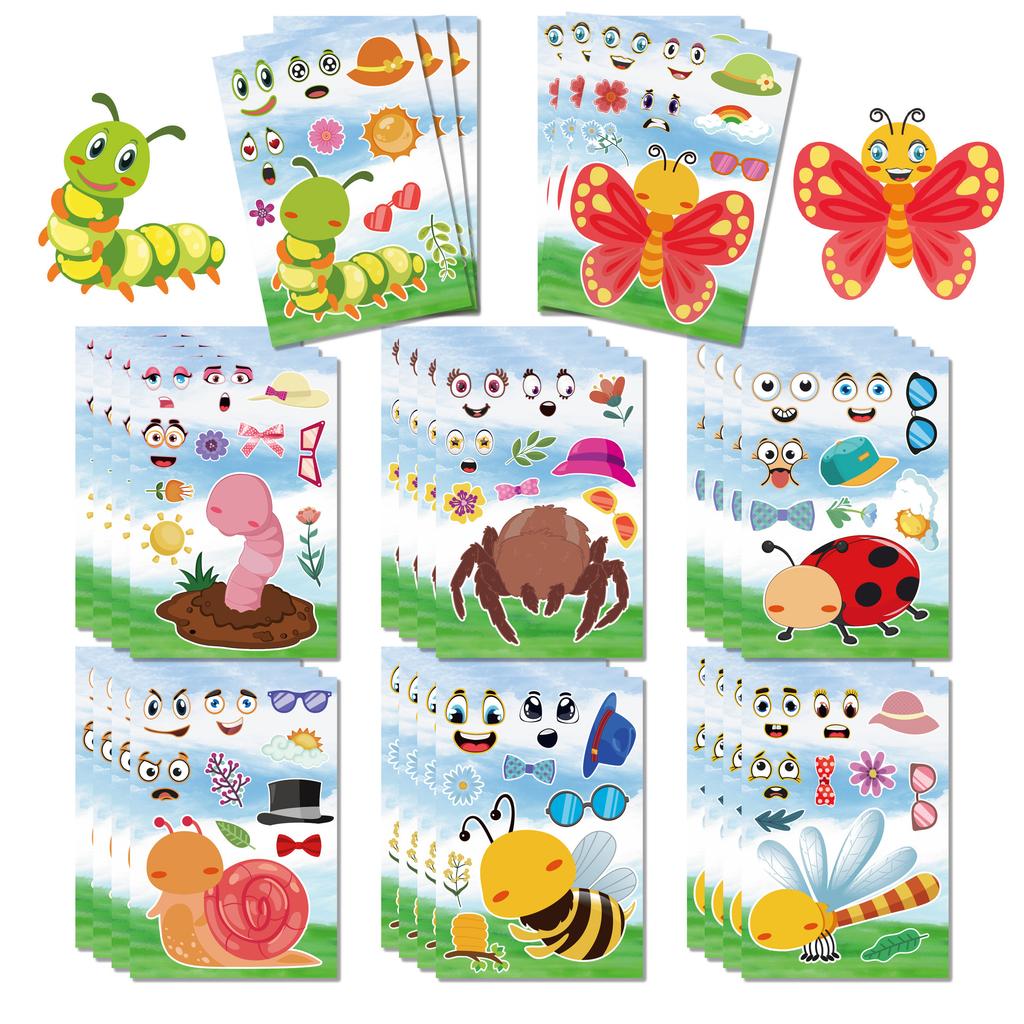 Frühling Insekt Cartoon Gesicht Wechsel Sticker Niedliche Biene Schmetterling DIY für Kinder Schreibwaren