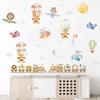 Children's Room Wall Stickers Cartoon Animals on Train Airplane Hot Air Balloon Wall Decals Baby Nursary Kindergarten Decoration