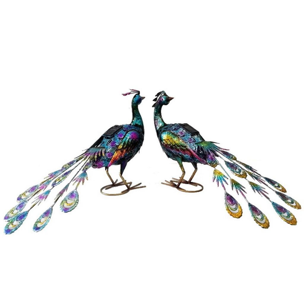Solar Peacock Statue Light Waterproof Decorative Iron Outdoor Peacock Light for Pathway Patio