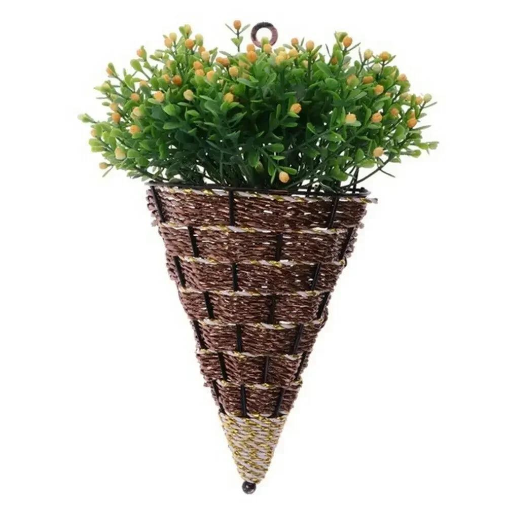 Natural Rattan Wall Planter Hanging Flower Pot Hanger  Garden Wall Decoration Planters for Indoor Plants
