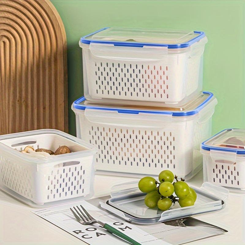 Double-Layer Food Grade Plastic Fridge Storage Box for Fresh Produce