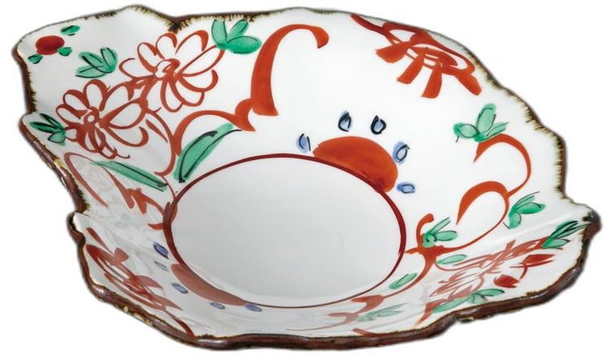 

Flower Pattern Serving Bowl x x Appetizer Reinforced Setomonohonpo Red-painted [26.8 22.2 6.2cm] Plate, Porcelain,