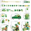decalmile St. Patrick's Day Shamrock Double Sided Window Clings Green lrish Gnomes Truck Gold Co Window Decals Anti-Collision Glass Window Doors