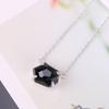 KELITCH Top Crystal Pendant Necklace Handmade Chain Women's Jewelry Gift (Black Silver)
