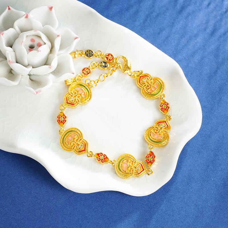Palace Style Gourd Bracelet Fulu Auspicious National Fashion Jewelry Bracelet One Size(16-22CM)