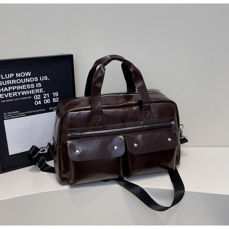 

2025 multi-pocket bag women s spring summer new niche design large-capacity bag high-end texture casual messenger bag темно-коричневого