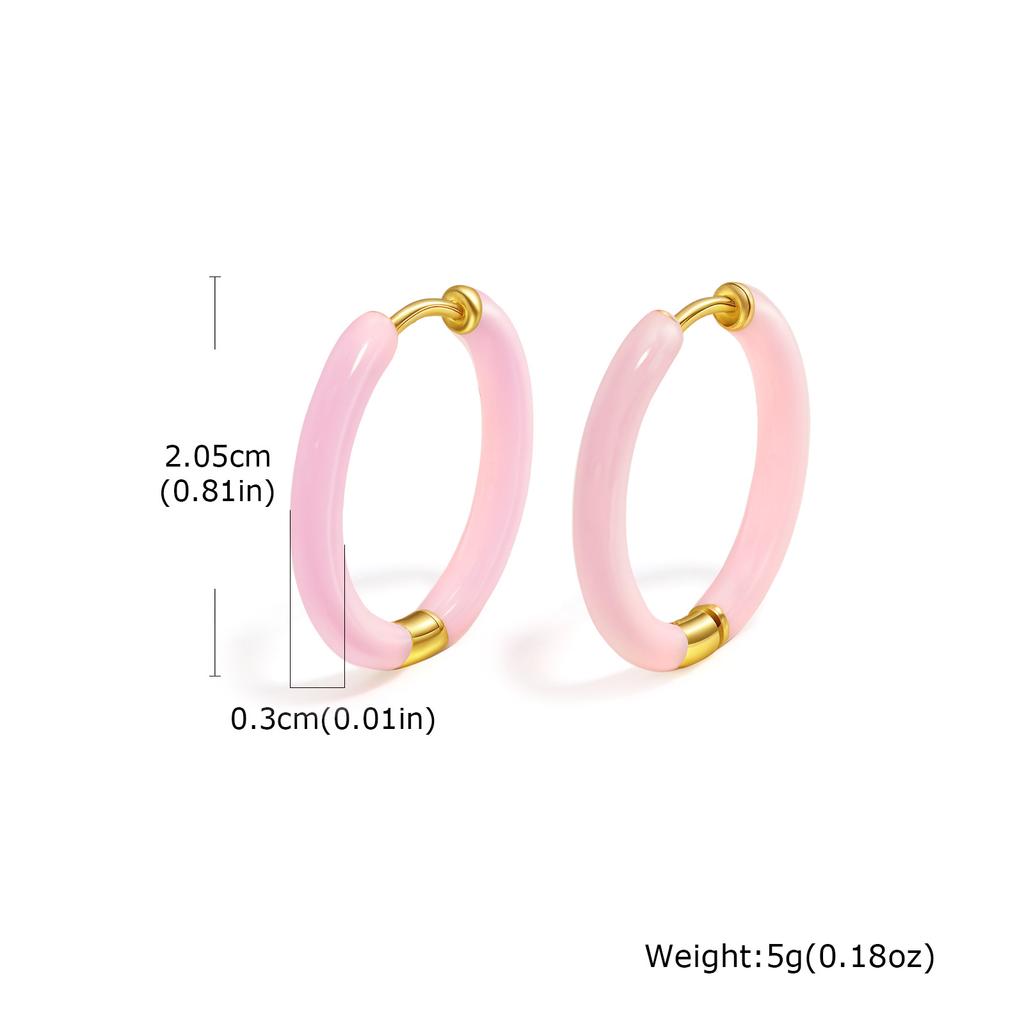 Fashion Minimalist Geometric Circle Huggie Hoop Earrings, Colorful Enamel Stainless Steel Small Hoops Jewelry for Women Ladies