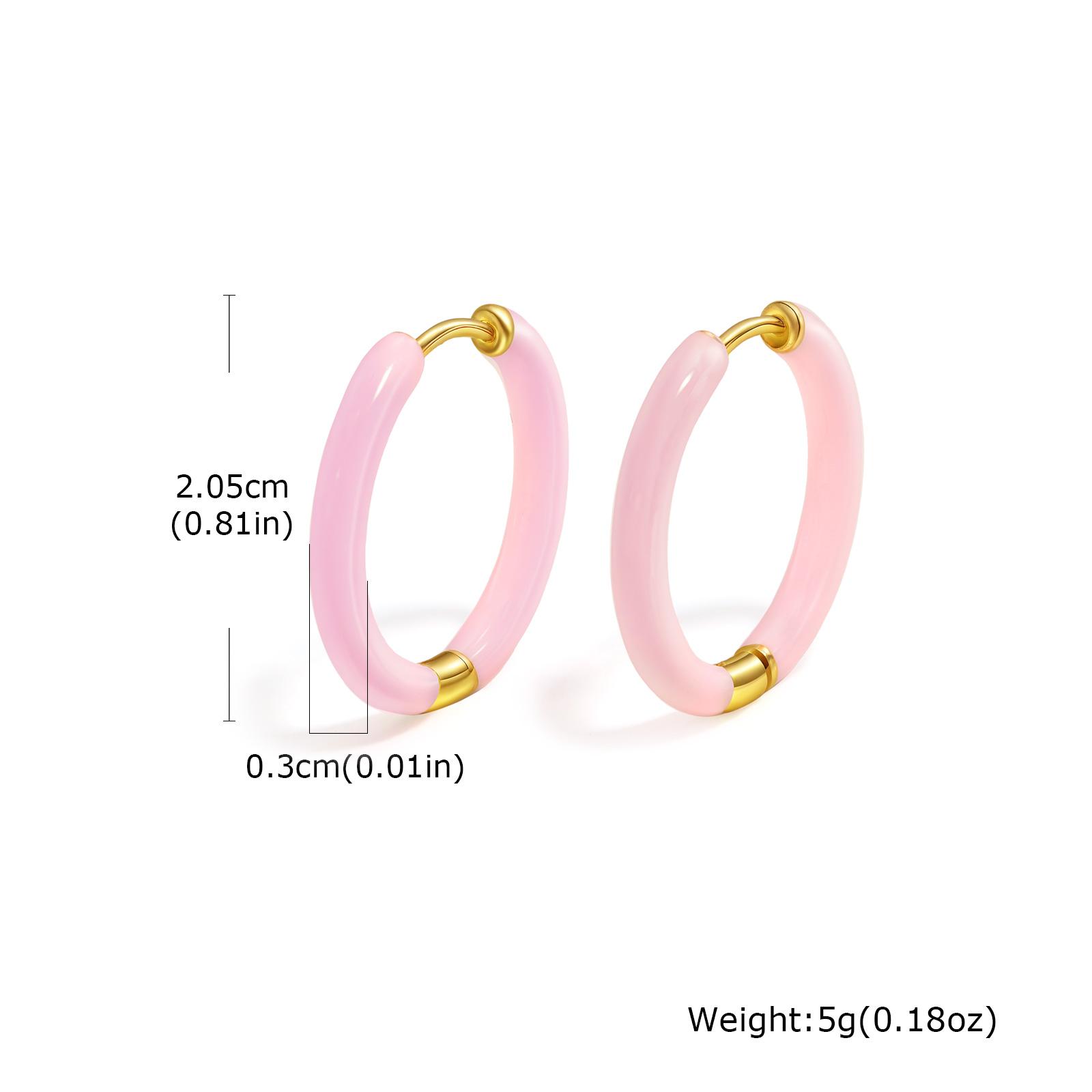 

Colorful Enamel Hoop Earrings for Women Girls, Stainless Steel Small Circle Huggie Earrings, Fashion Piercing Ear Jewelry Gift рожевий