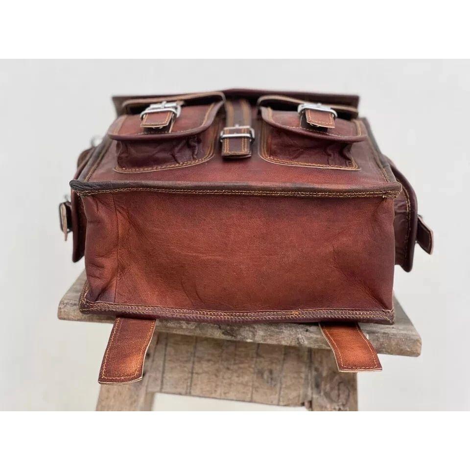 Leather Bag Rucksack Backpack Laptop Travel New Men's Vintage Shoulder